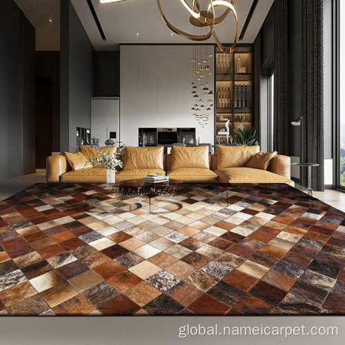 Leather Cowhide Carpets Luxury large patchwork leather cowhide carpets rugs Manufactory